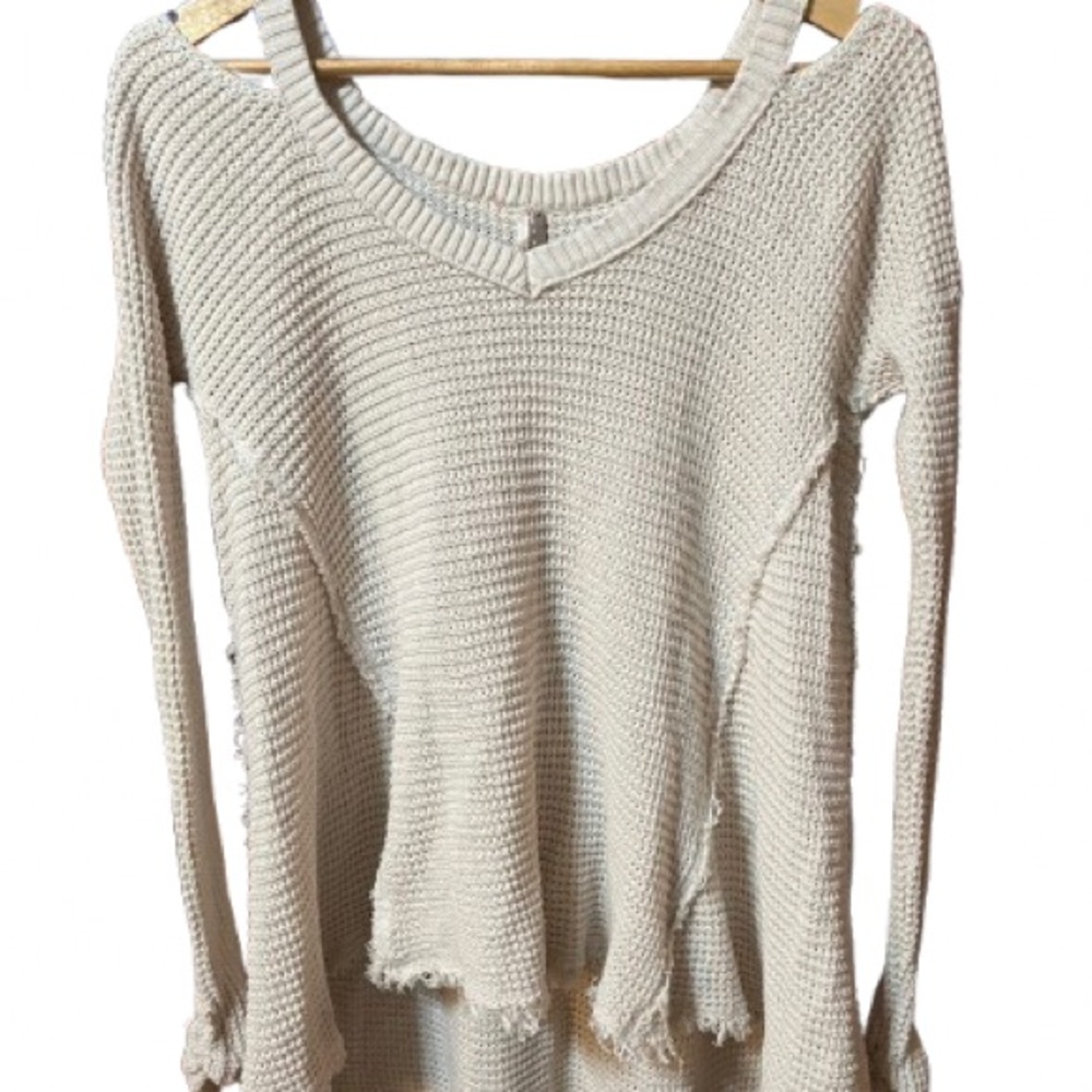 Free People Beige Off-the-Shoulder Sweater
